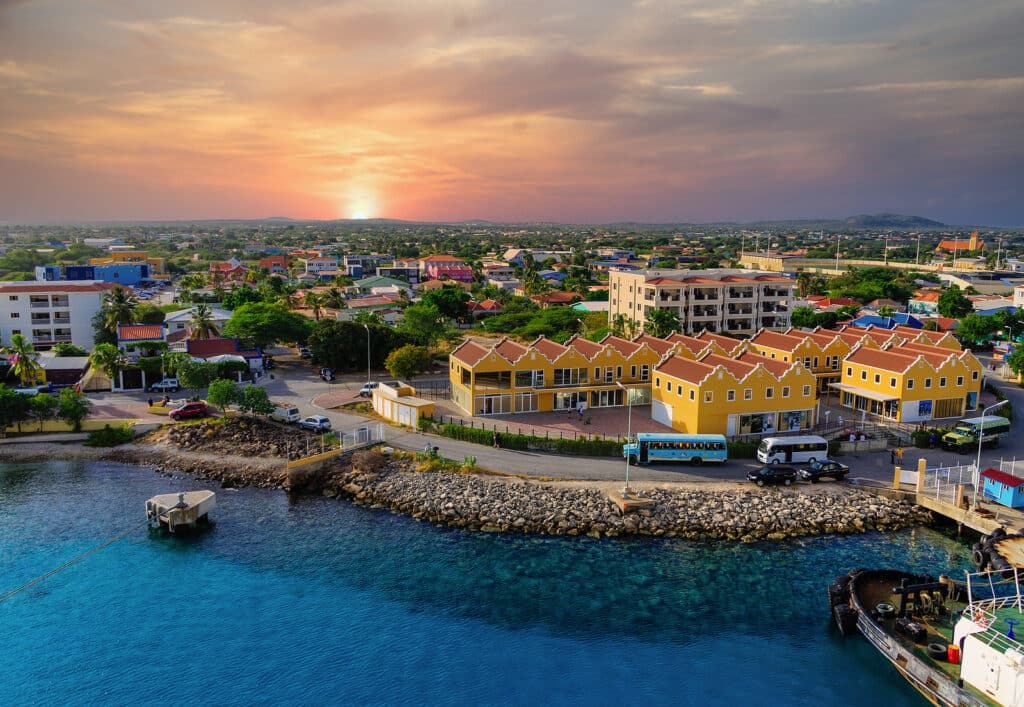 The Colorful waterfront and harbor of Bonaire