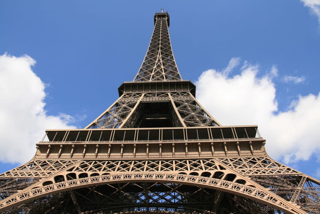 Eiffel Tower in the sky.Paris France.Image taken on July 2007.